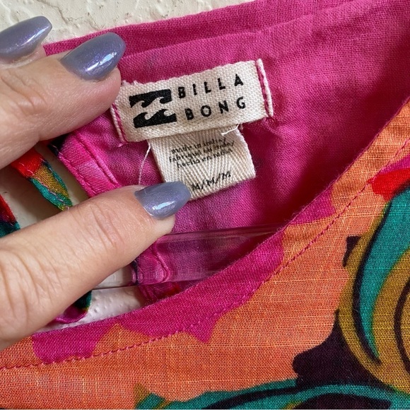 Billabong Heaven Sent Floral Long Sleeve Open Back Mini Dress SZ M - Picture 9 of 11